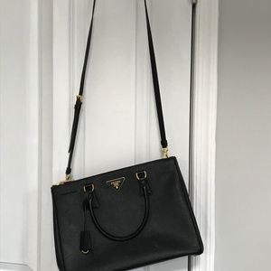 Black PRADA Saffiano Lux Galleria Double Zip Tote